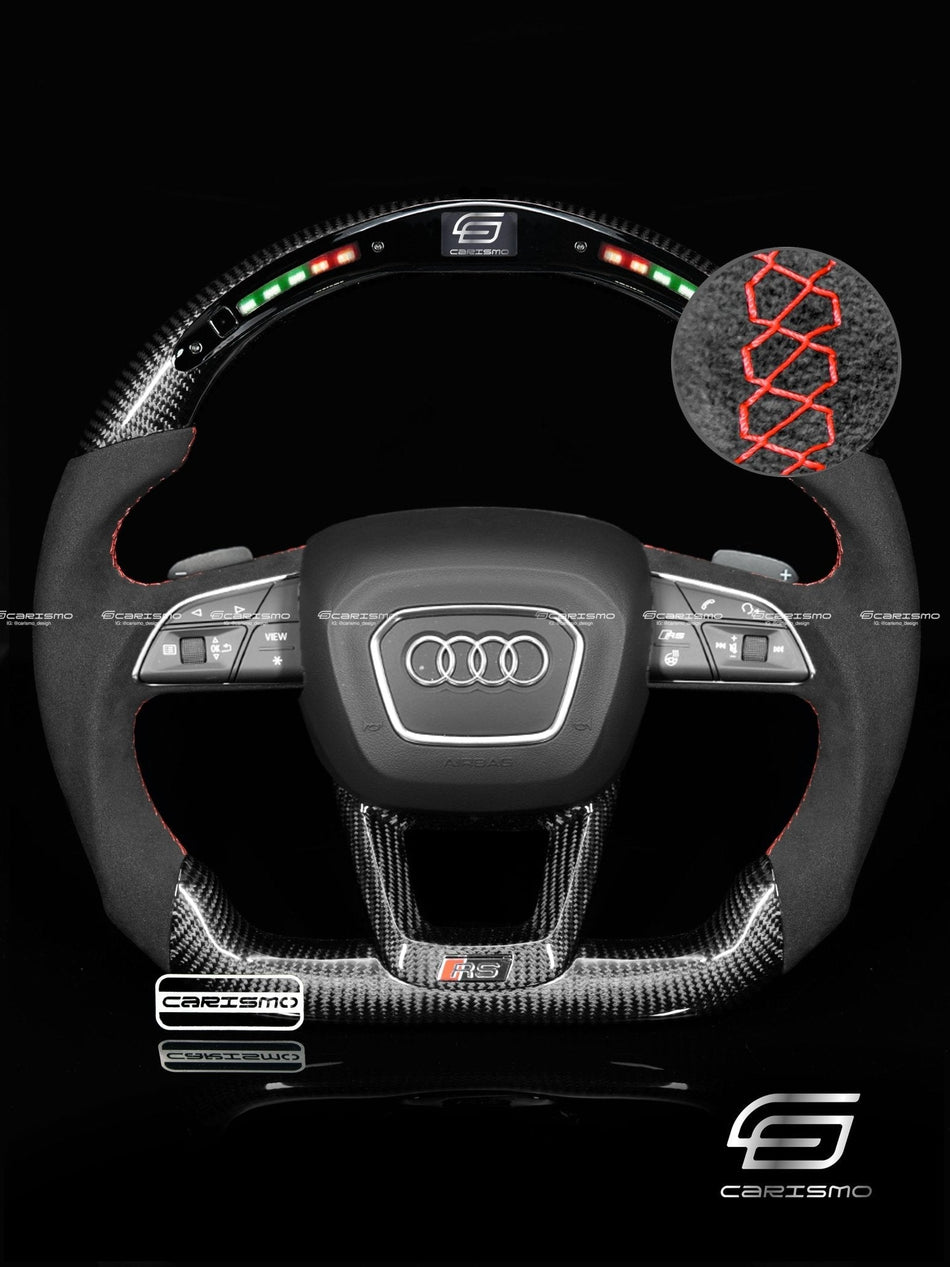 Carismo Steering Wheel For Audi (B9.5 Wheels) - Classic RPM LED - Gloss Carbon - Alcantara