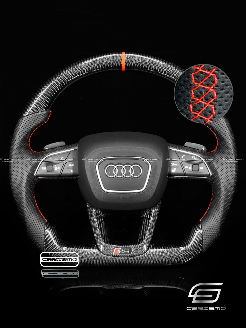 Carismo Steering Wheel For Audi (B9.5 Wheels) - Sport - Gloss Carbon - Perforated Leather