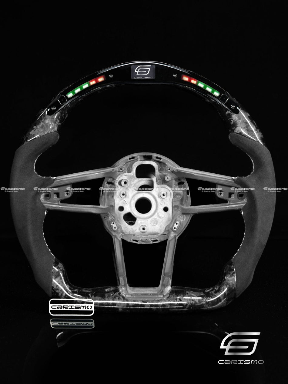 Carismo Steering Wheel For Audi R8 (Gen 2) - Classic RPM LED - Gloss Forged Carbon - Alcantara