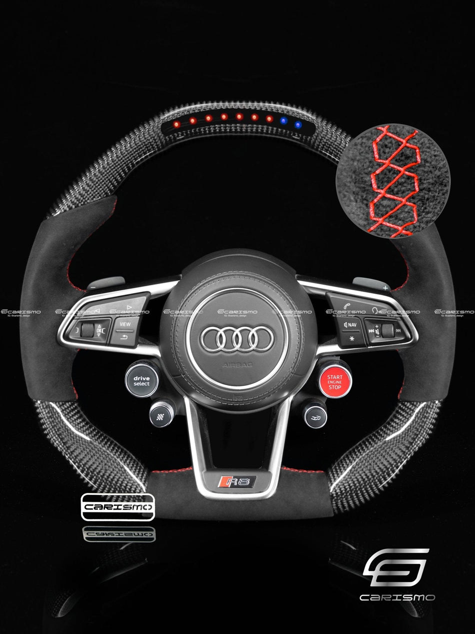 Carismo Steering Wheel For Audi R8 (Gen 2) - Sequential RPM LED - Gloss Carbon - Alcantara