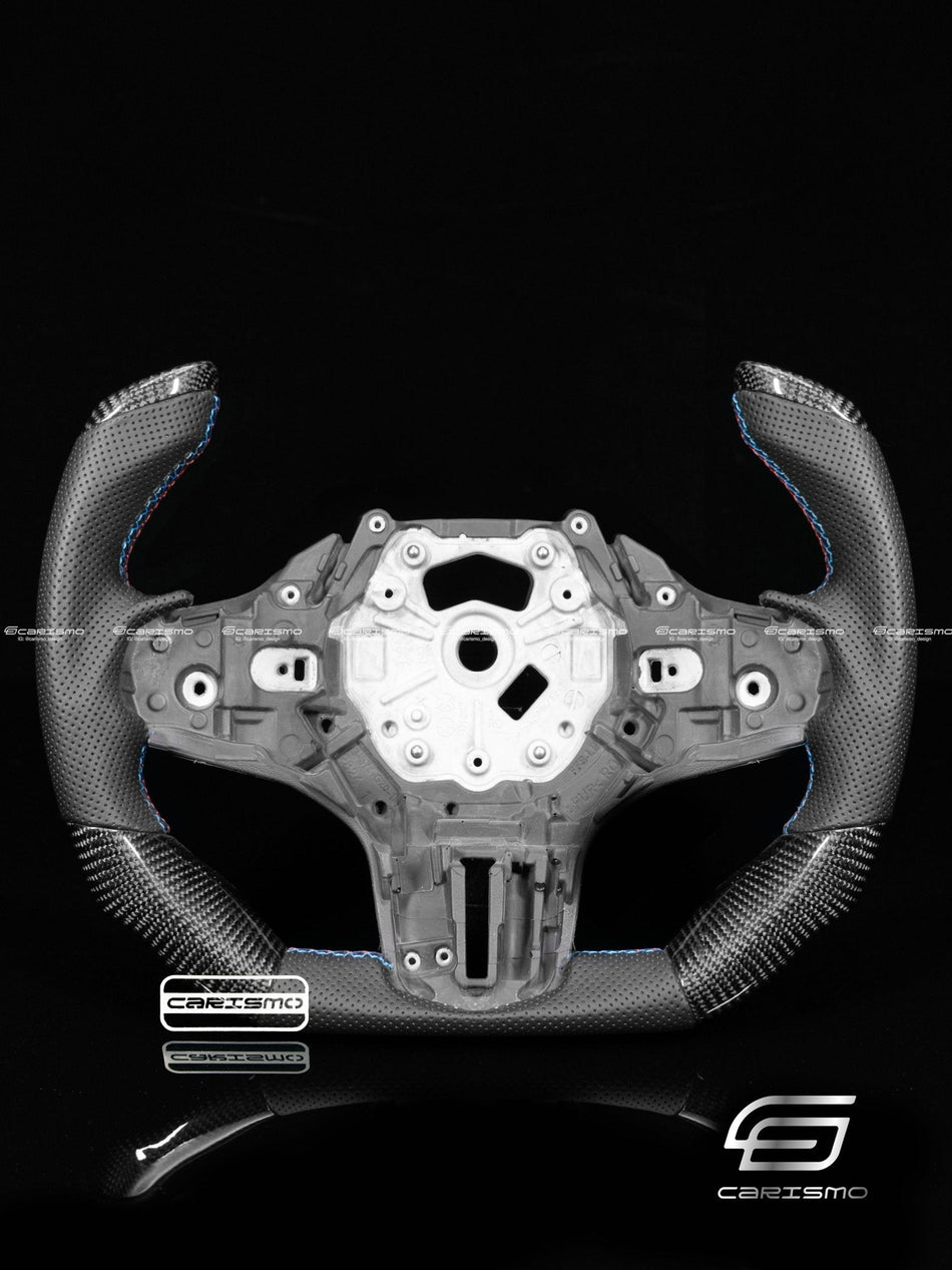 Carismo Steering Wheel For BMW G-Series (M Performance Wheels) - F1 Competition - Gloss Carbon - Perforated Leather