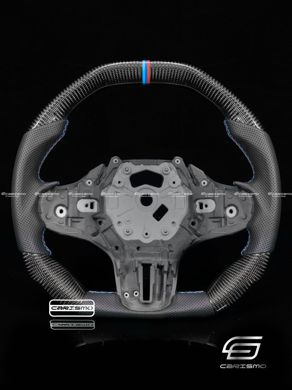 Carismo Steering Wheel For BMW G-Series (M Performance Wheels) - Signature - Gloss Carbon - Perforated Leather