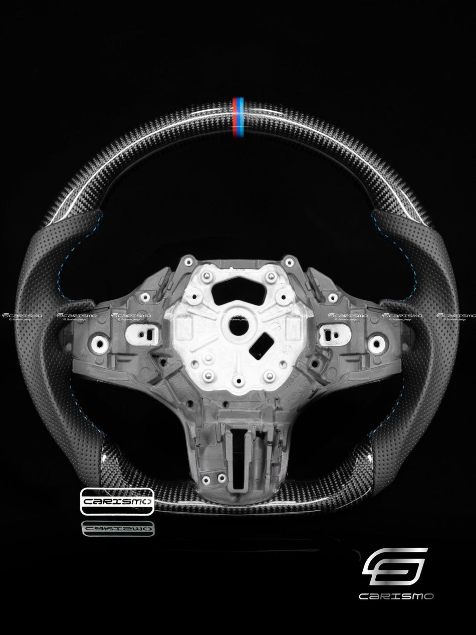 Carismo Steering Wheel For BMW G-Series (M Performance Wheels) - Sport - Gloss Carbon - Perforated Leather