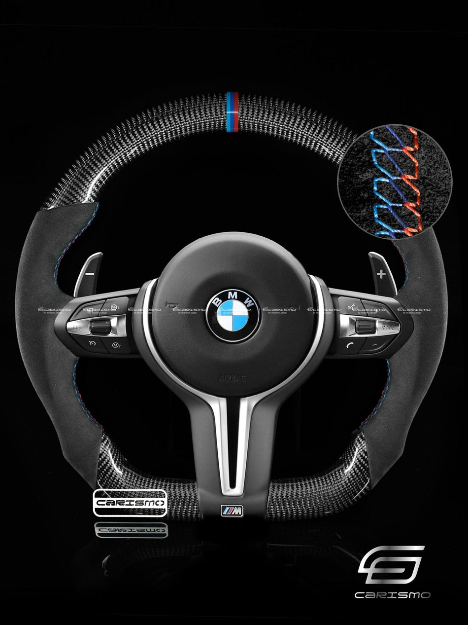 Carismo Steering Wheel For BMW F-Series (M Performance Wheels) - Sport - Gloss Carbon - Alcantara