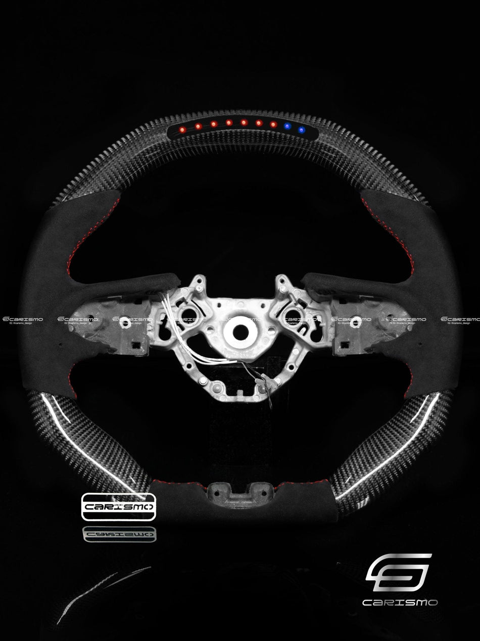 Carismo Steering Wheel For Nissan GT-R (R35 EBA) - Sequential RPM LED - Gloss Carbon - Alcantara