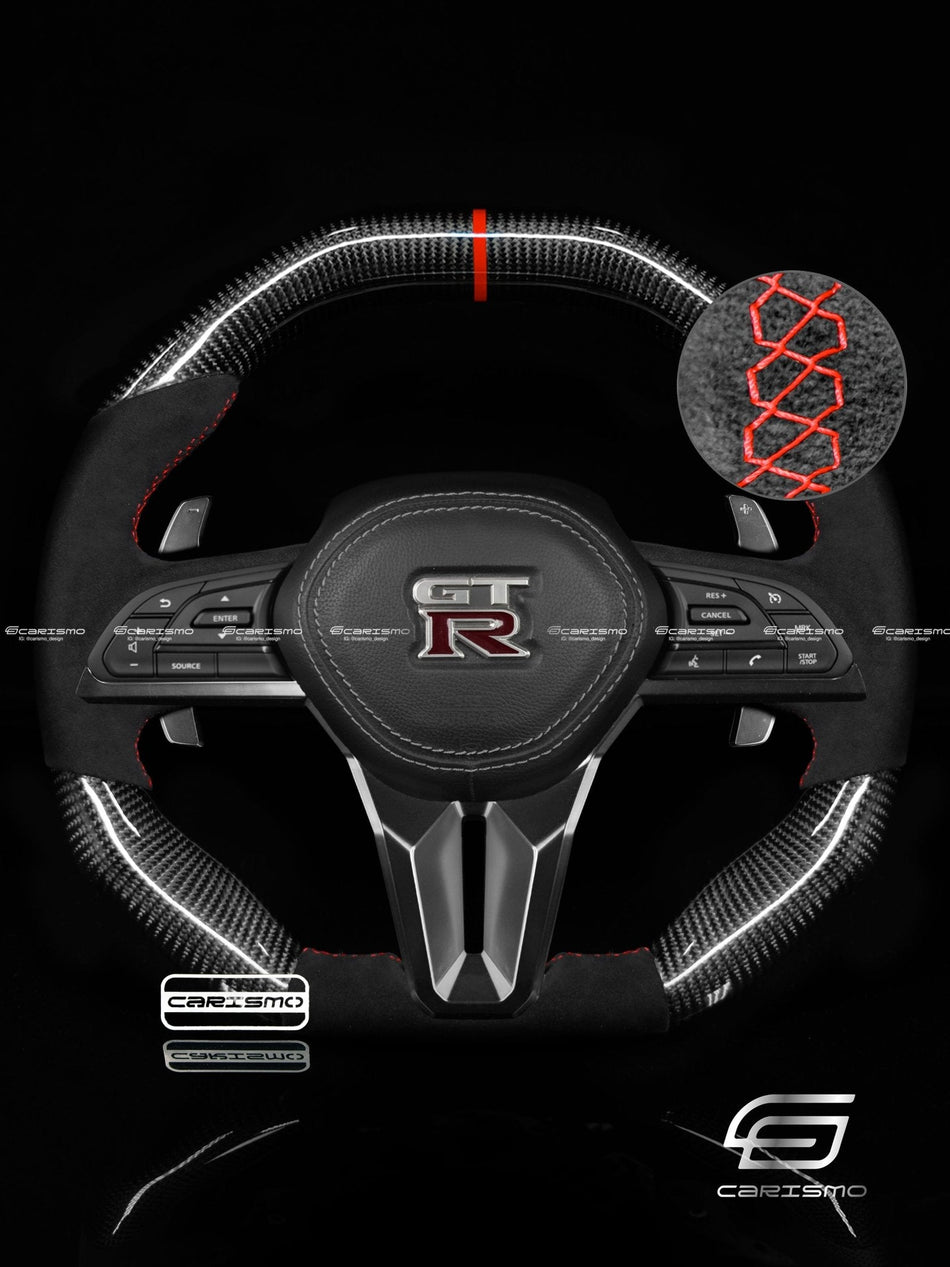 Carismo Steering Wheel For Nissan GT-R (R35 EBA) - Signature - Gloss Carbon - Alcantara