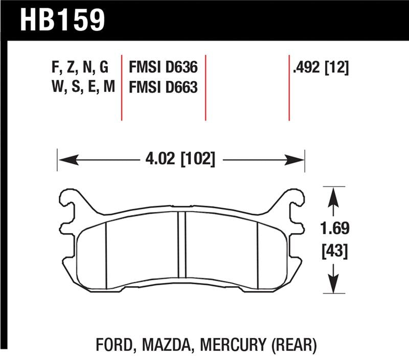 Hawk 94-05 Miata / 01-05 Normal Suspension HP+ Street Rear Brake Pads (D636)