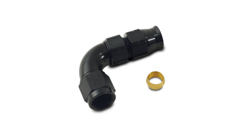 Vibrant 90 Deg 5/16in Tube to Female -6AN Adapter (w/ Olive Inserts)