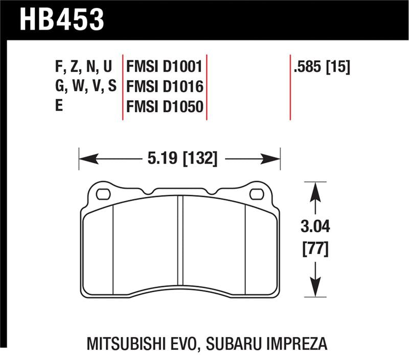 Hawk 03-06 Evo / 04-09 STi / 09-10 Genesis Coupe (Track) / 2010 Camaro SS DTC-70 Race Front Brake Pa