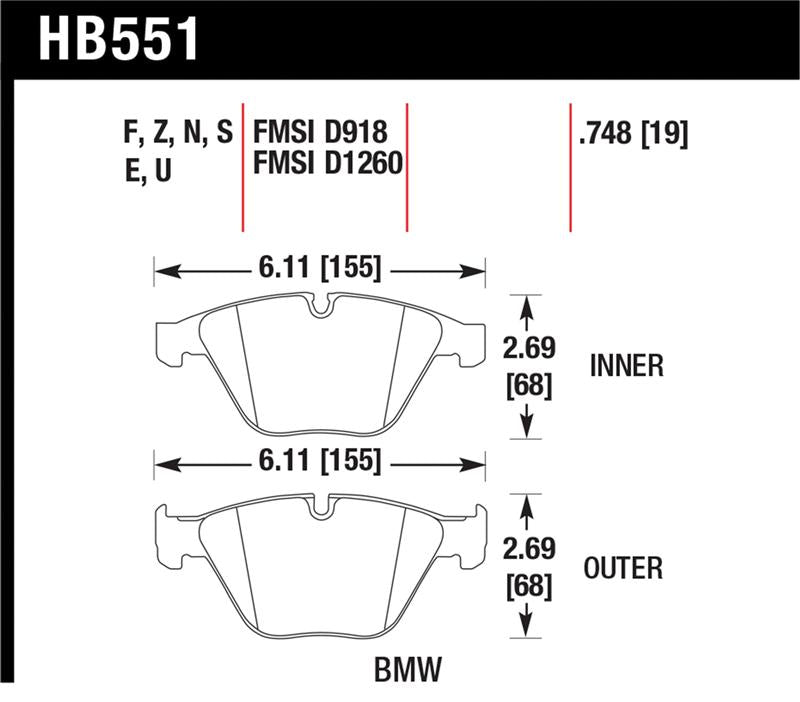 Hawk 07-09 BMW 335d/335i/335xi / 08-09 328i/M3 DTC-70 Race Front Brake Pads