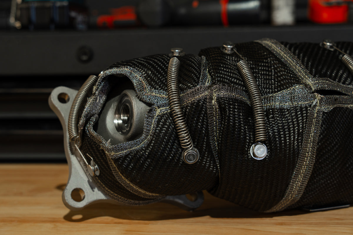 TSP x PTP Form Fitting Black Lava Downpipe Blanket for 2017+ Honda/Acura - TSP HEDP - FK8 Accord TLX RDX