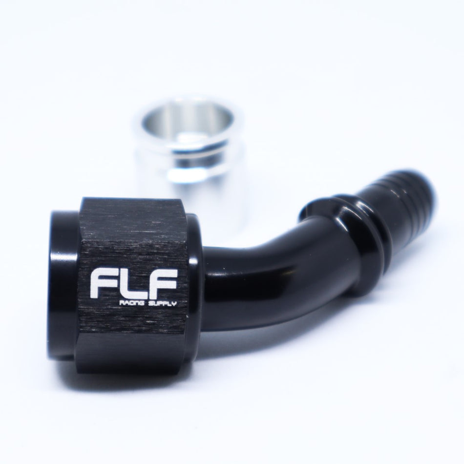 FLF Crimp-On Swivel Hose End (Braided PTFE) - 45 Degree AN