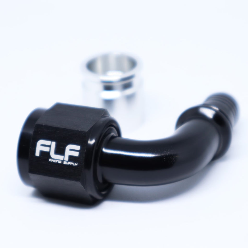FLF Crimp-On Swivel Hose End (Braided PTFE) - 90 Degree AN