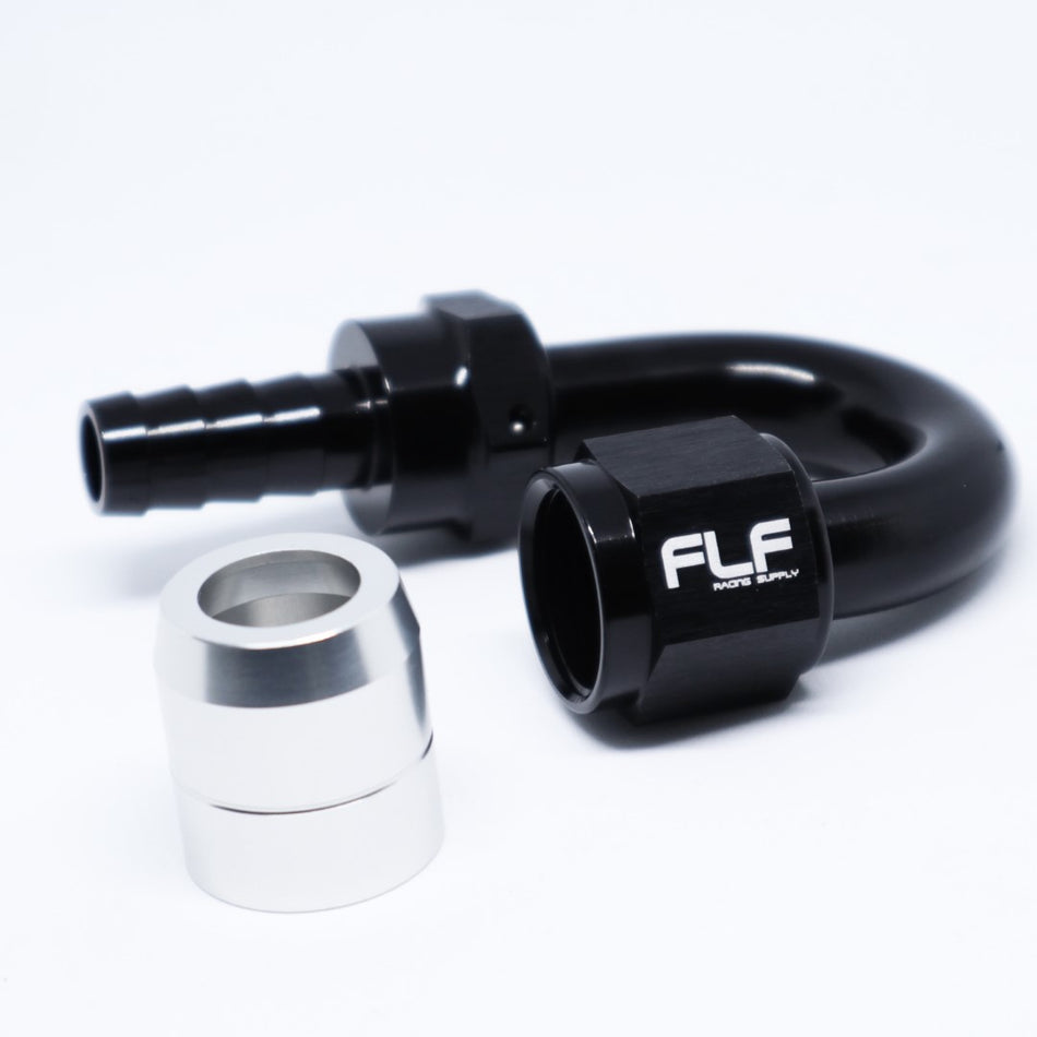 FLF Crimp-On Swivel Hose End - 150 Degree AN