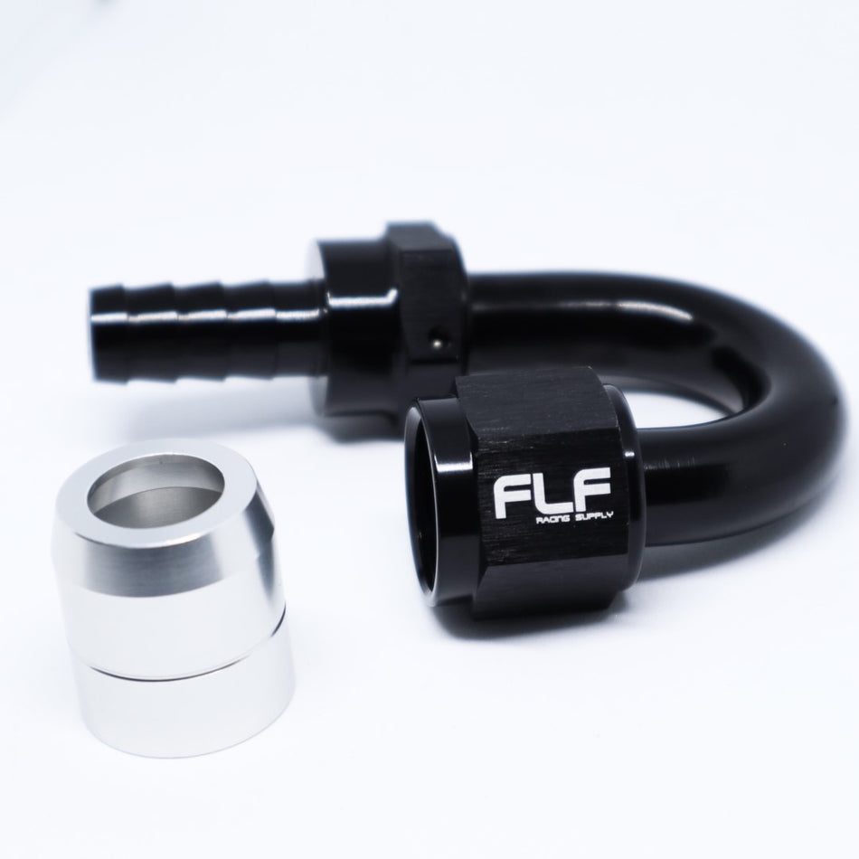 FLF Crimp-On Swivel Hose End - 180 Degree AN