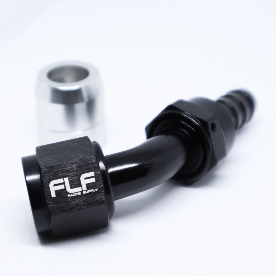 FLF Crimp-On Swivel Hose End - 45 Degree AN